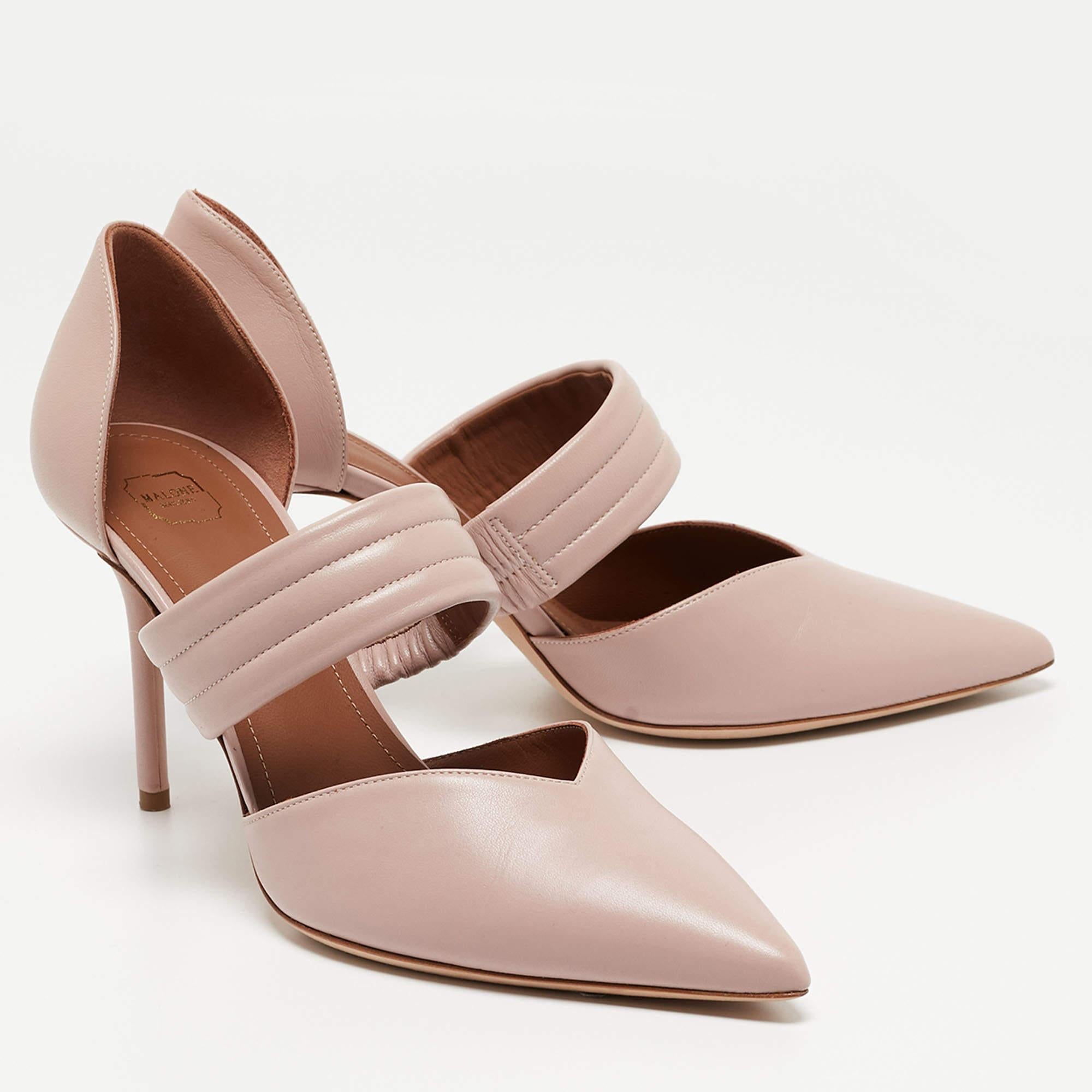 Malone Souliers Pink Leather Mida Pumps Size 40 In Excellent Condition For Sale In Dubai, Al Qouz 2