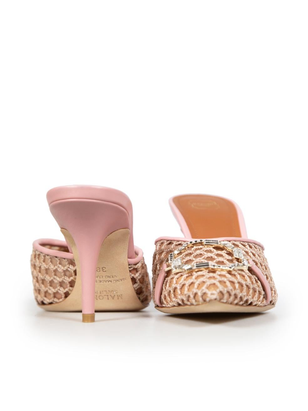 Beige Malone Souliers Pink Missy Wicker-Woven Mules Size IT 38