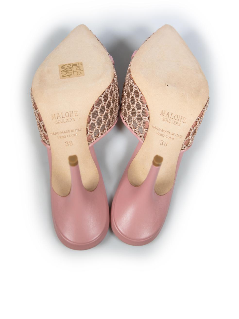 Malone Souliers Pink Missy Wicker-Woven Mules Size IT 38 In New Condition In London, GB
