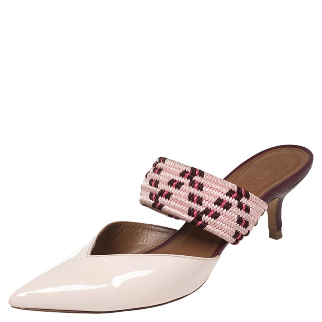 Treat your feet to the prettiest of footwear by choosing these stunning mules from Malone Souliers! They feature pointed toes, woven straps across the vamps, and low heels. Be it with dresses or easy-flowy pants, these mules will look