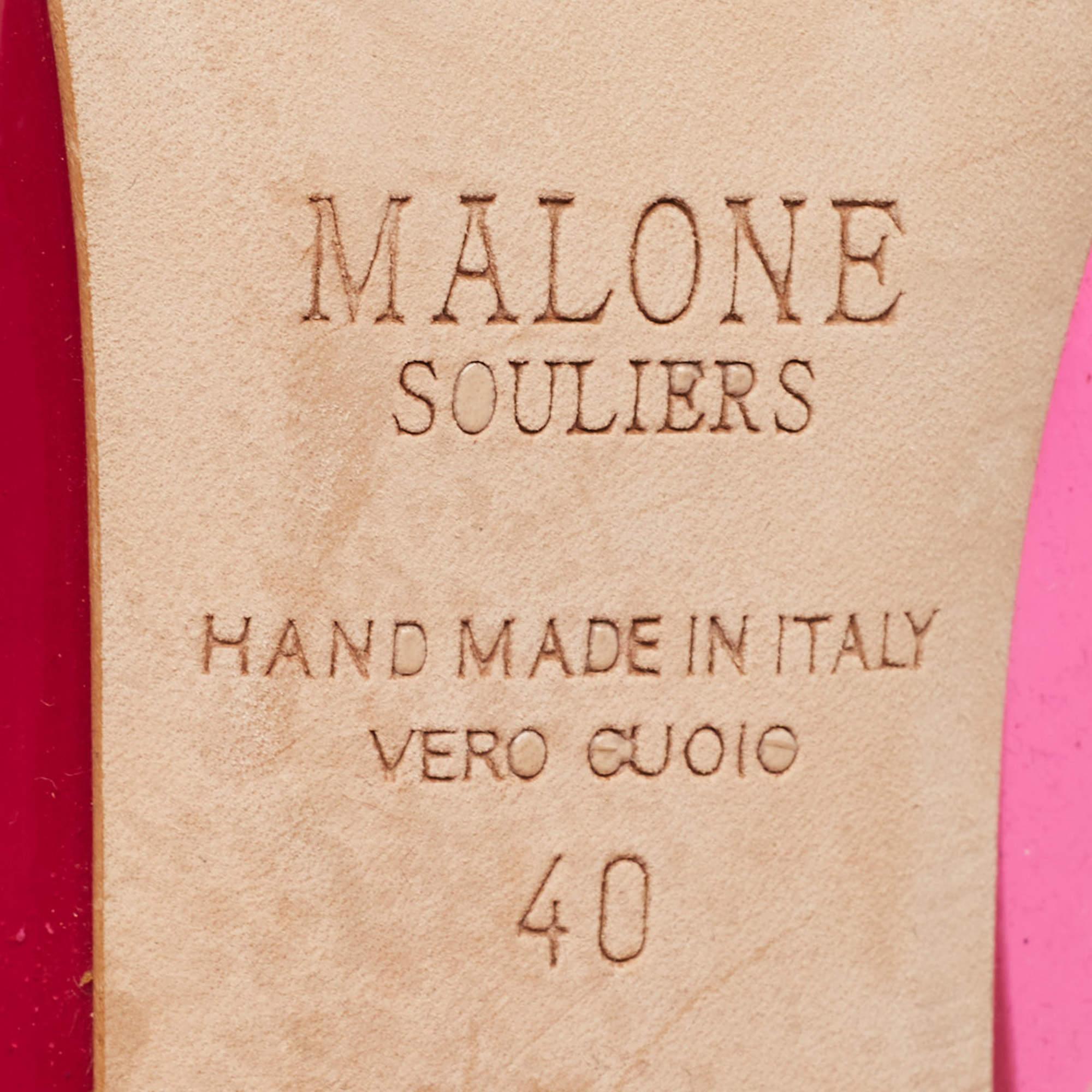 Malone Souliers Pink PVC and Patent Joan Crystal Embellished Pumps Size 40 4