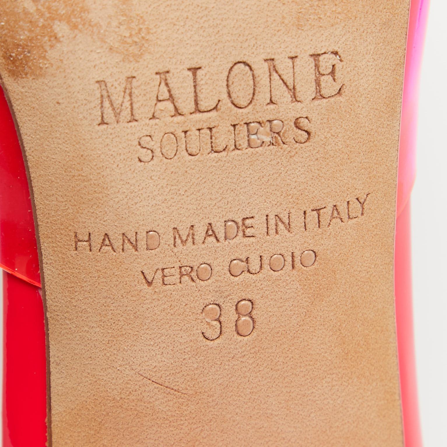 Malone Souliers Pink PVC and Patent Joella Mules Size 38 For Sale 5