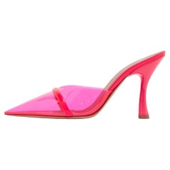 Malone Souliers Pink PVC and Patent Leather Joella Mules Size 38