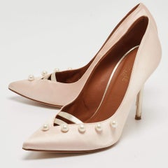 Malone Souliers Pink Satin Pearl Embellished Zia Pumps Size 37.5