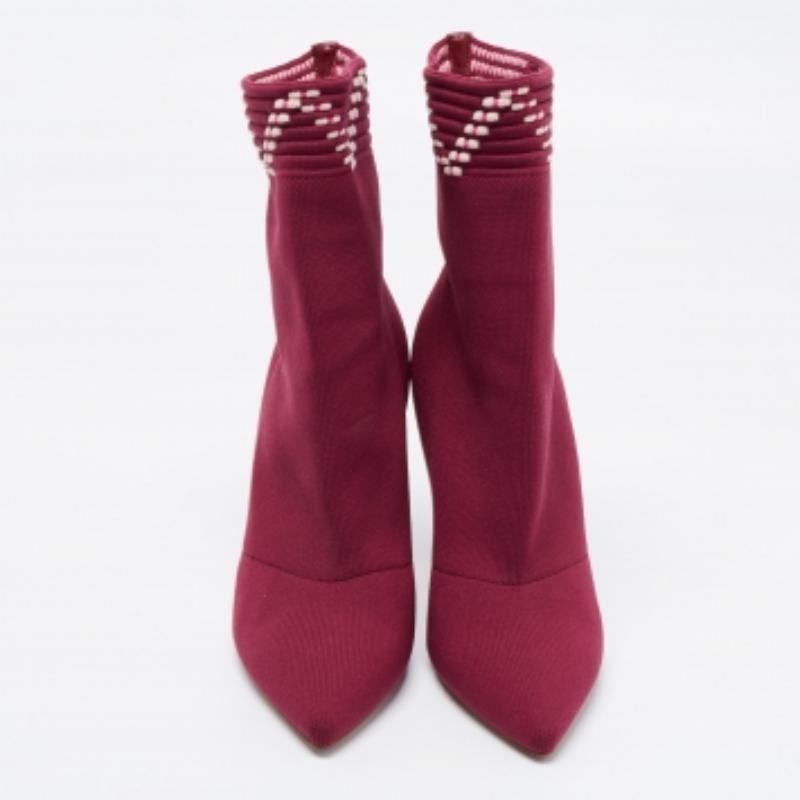 Rouge Malone Souliers - Bottines Mariah en tricot prune, taille 36 en vente