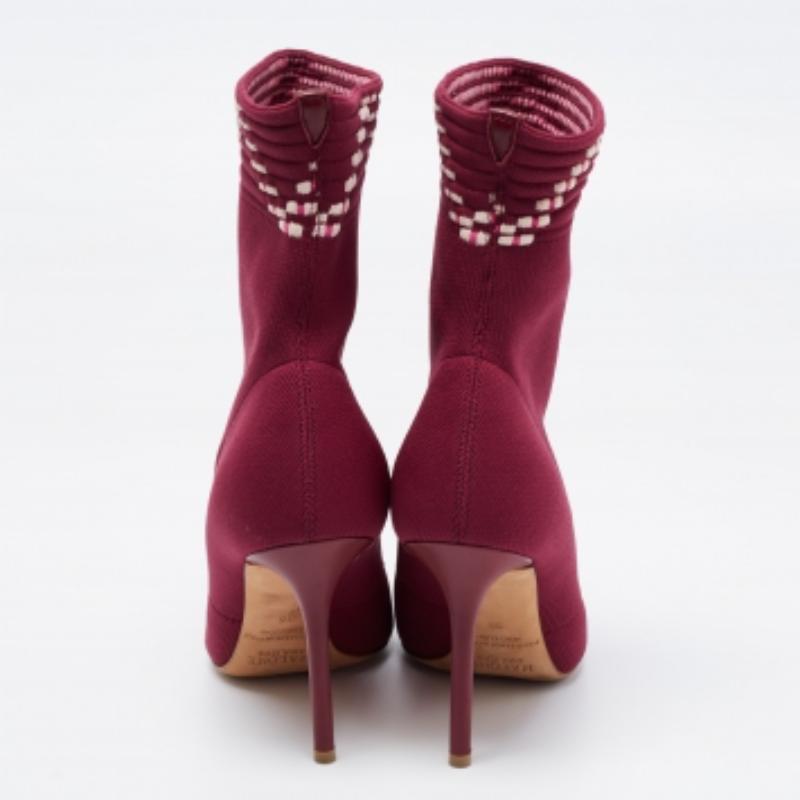 Malone Souliers - Bottines Mariah en tricot prune, taille 36 en vente 1