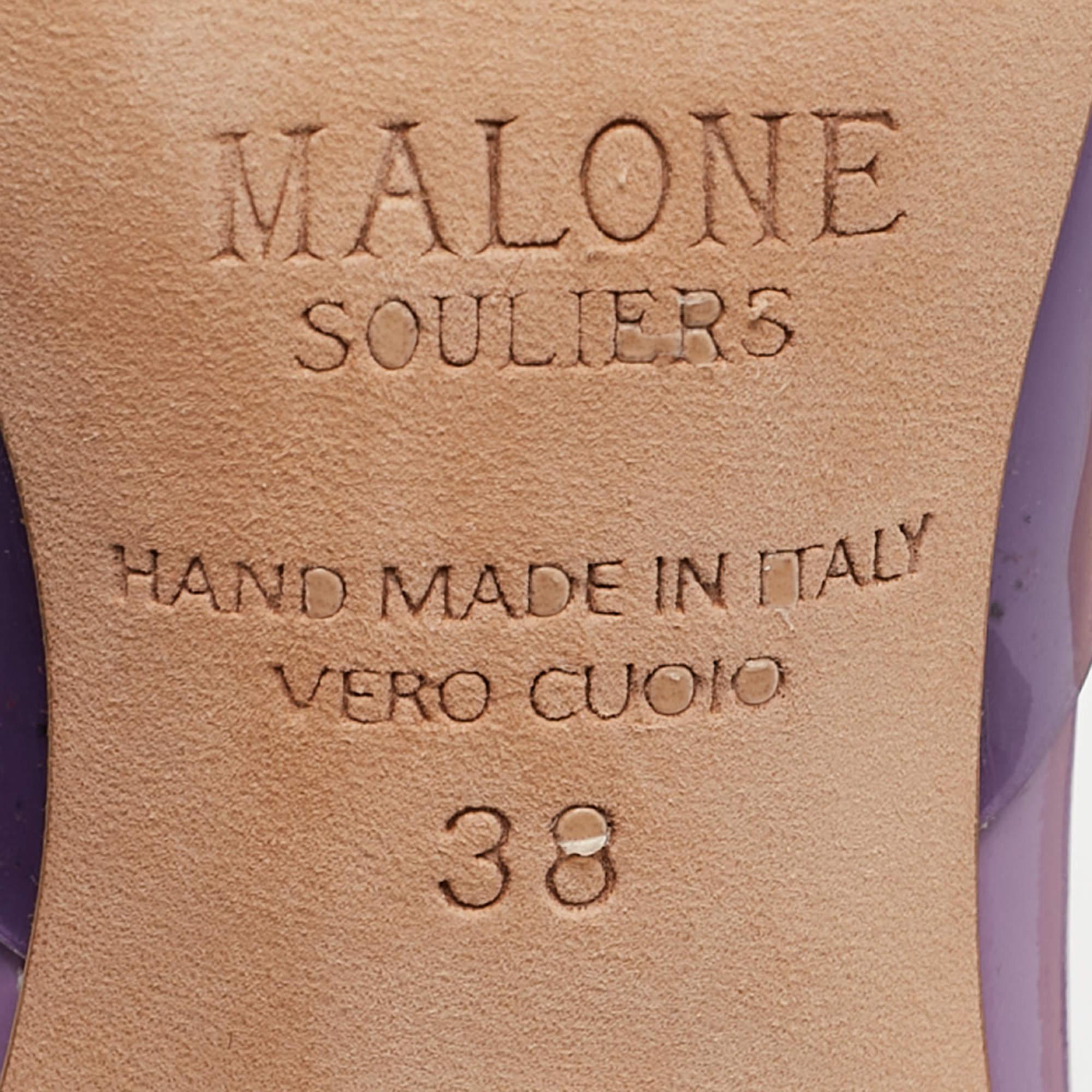 Women's Malone Souliers Purple PVC and Patent Missy Mules Size 38