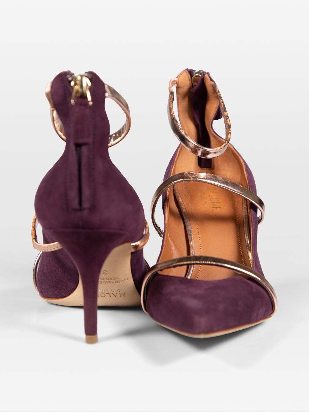 Marron Malone Souliers talons à bout pointu en daim violet taille IT 38 en vente