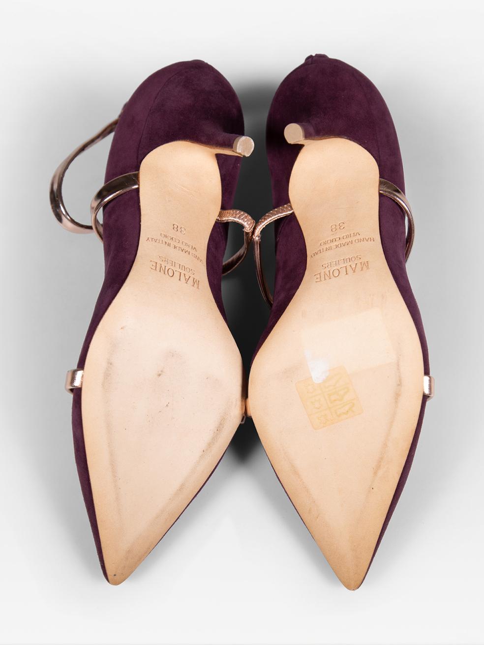 Malone Souliers talons à bout pointu en daim violet taille IT 38 Bon état - En vente à London, GB