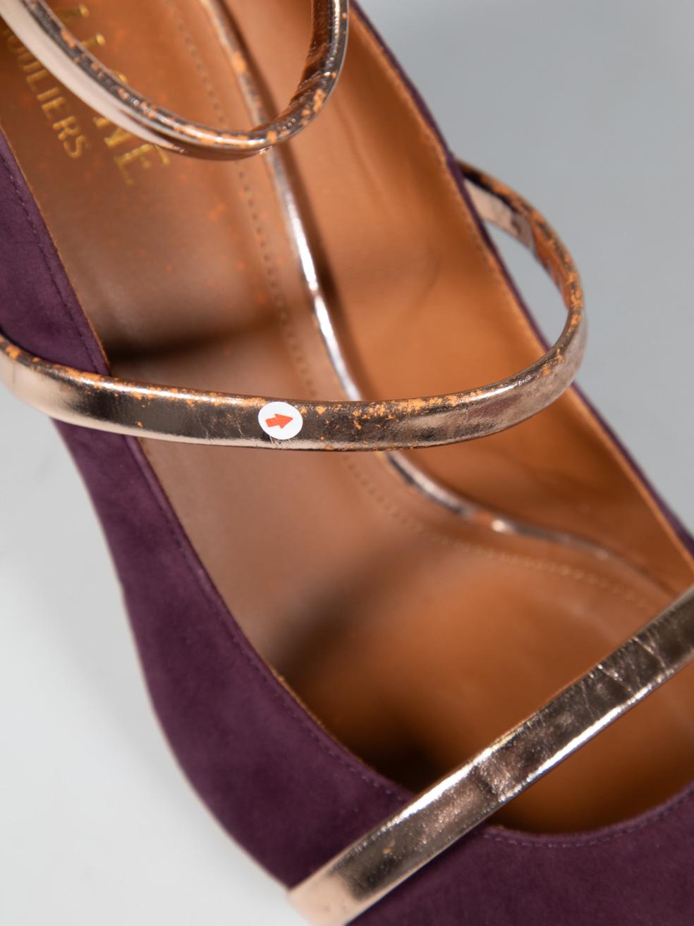 Malone Souliers talons à bout pointu en daim violet taille IT 38 en vente 3