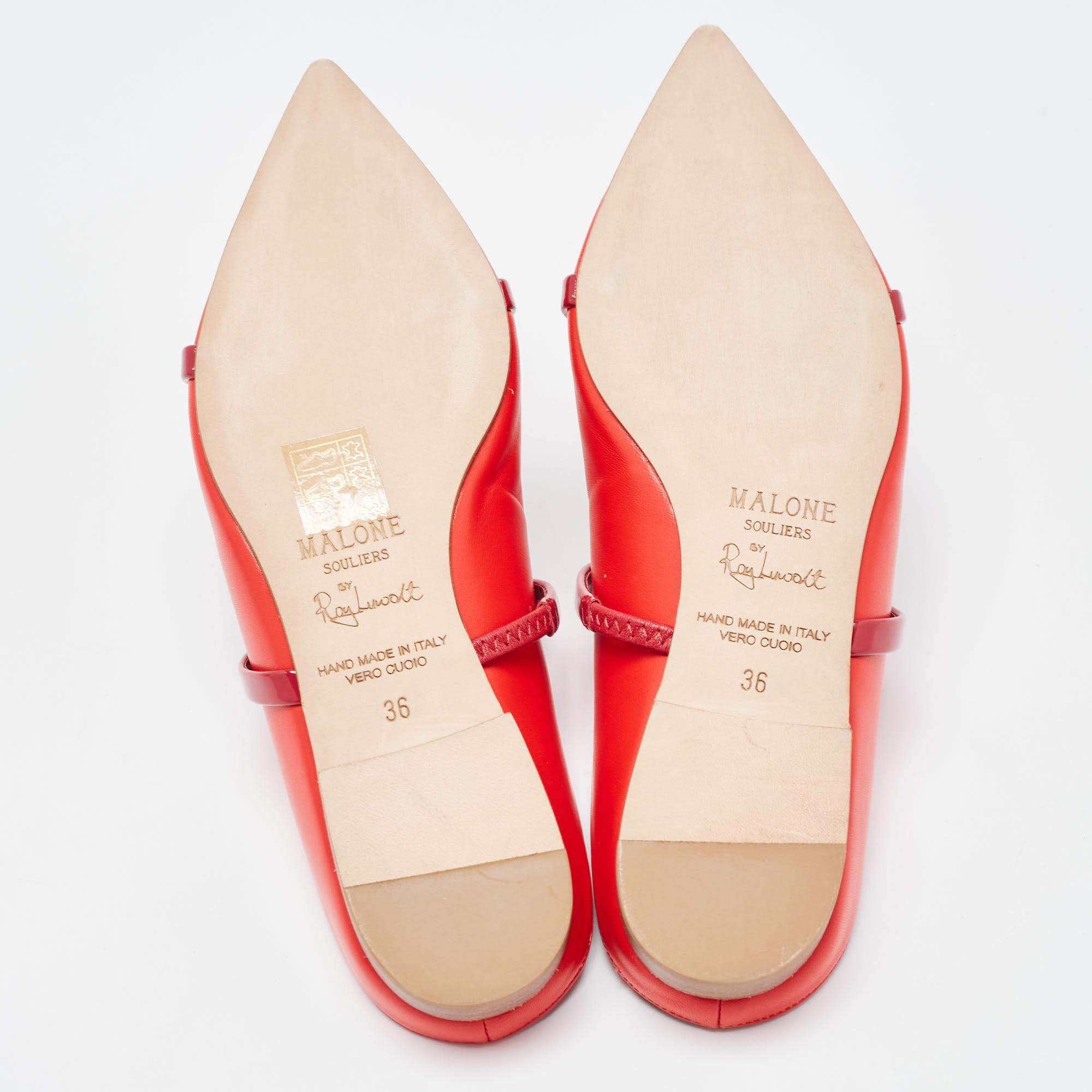 Malone Souliers Red Leather Maureen Flat Mules Size 36 2