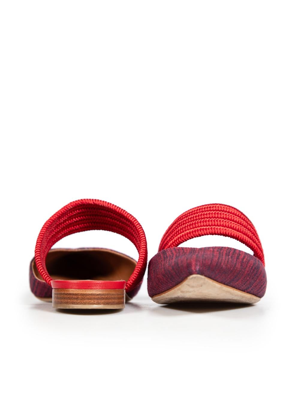 Malone Souliers Red Pointed Toe Mules Size IT 39 In Good Condition In London, GB