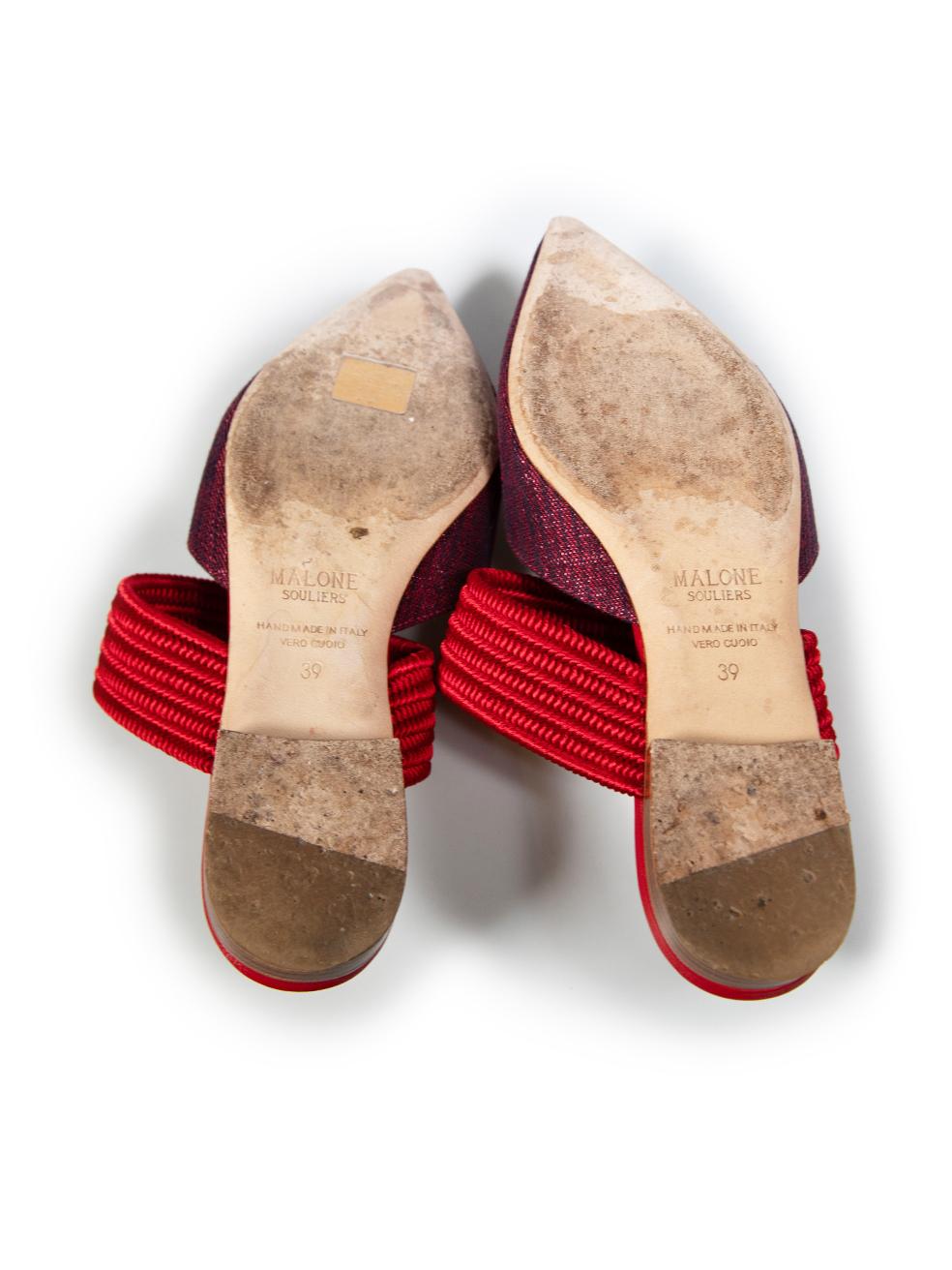 Women's Malone Souliers Red Pointed Toe Mules Size IT 39