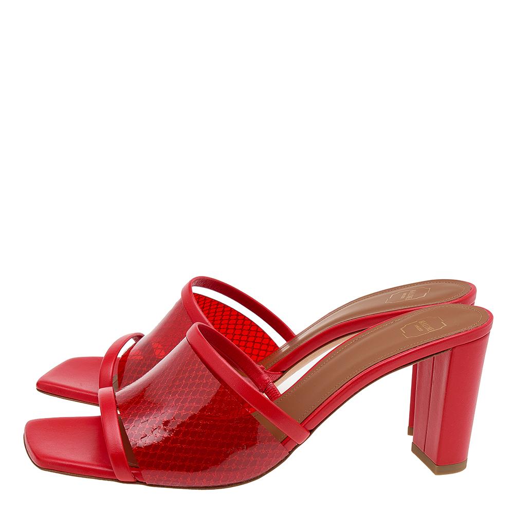 Malone Souliers Red PVC And Leather Demi Slide Sandals Size 39 2