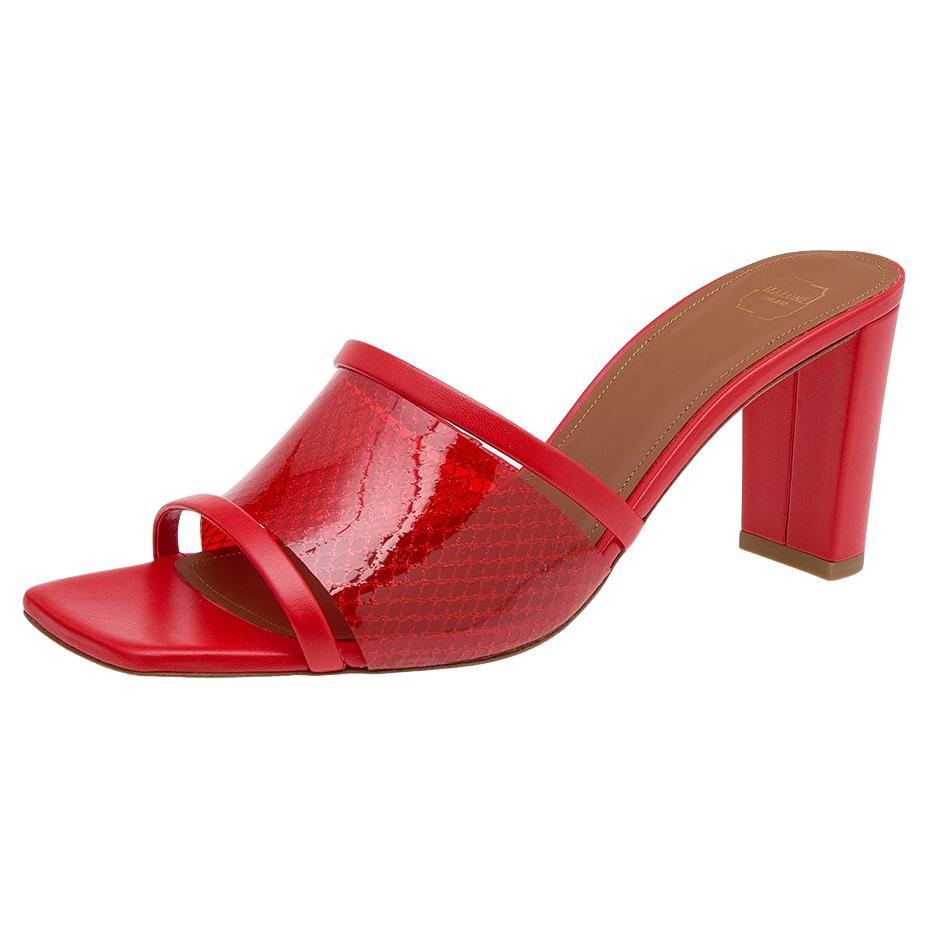 Malone Souliers Red PVC And Leather Demi Slide Sandals Size 39