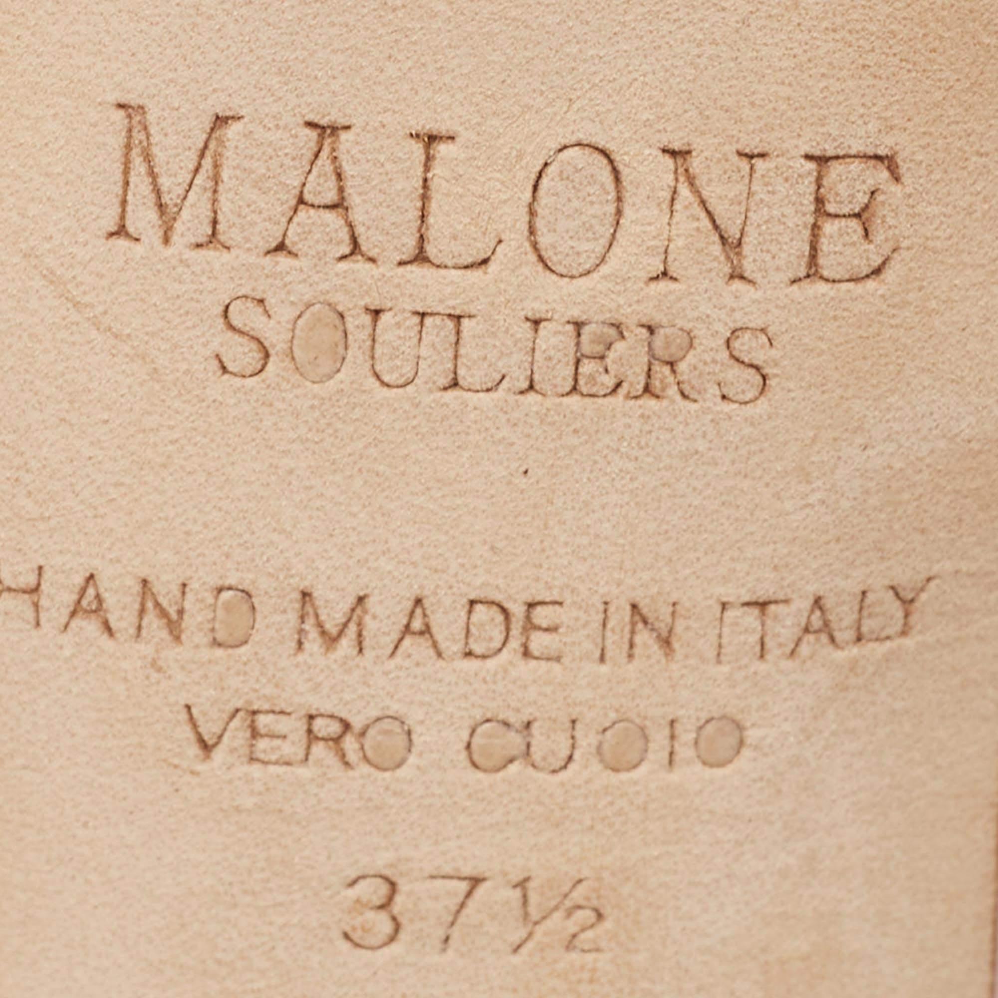 Malone Souliers Plateausandalen aus Satin und Leder mit Lederverzierung Größe 37,5 im Angebot 4