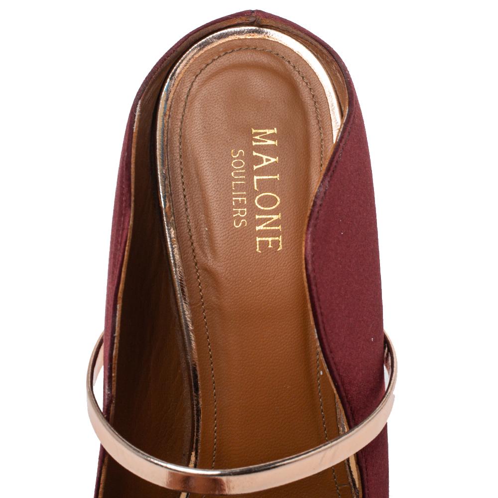 Malone Souliers Satin Burgundy Maureen Pointed Toe Mules Size 40.5 1