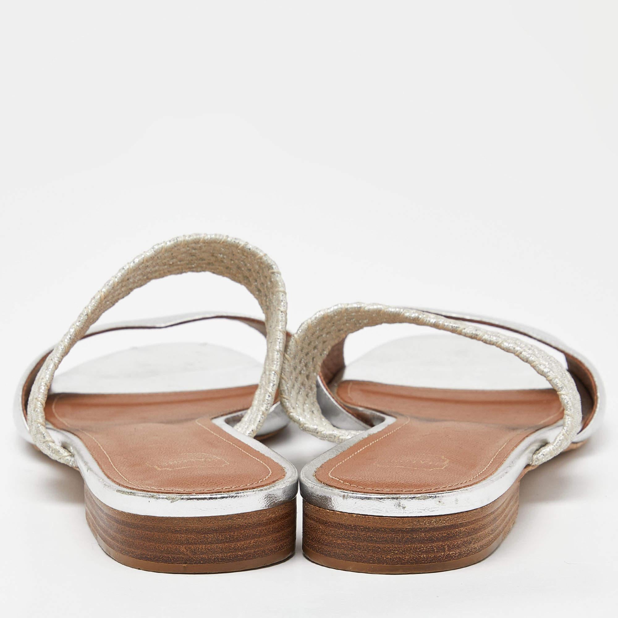 Malone Souliers Argento Pelle Milena Scivoli Piatti Taglia 40 in vendita 1