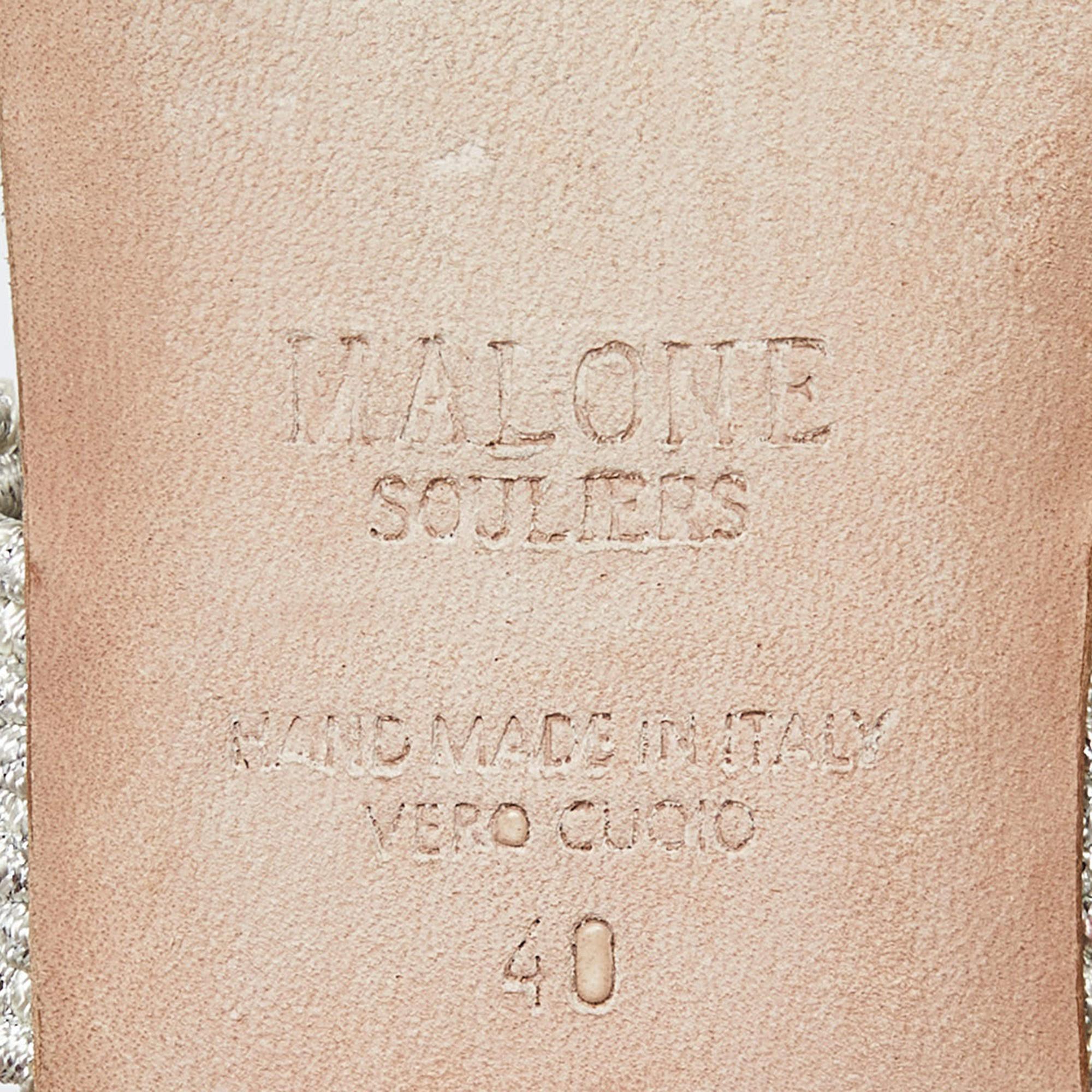 Malone Souliers Argento Pelle Milena Scivoli Piatti Taglia 40 in vendita 4