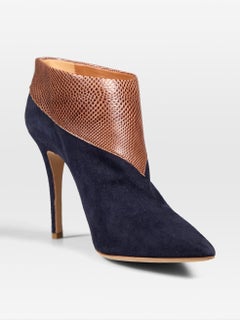 Malone Souliers Suede Snakeskin Pointed Toe Boots Size IT 38