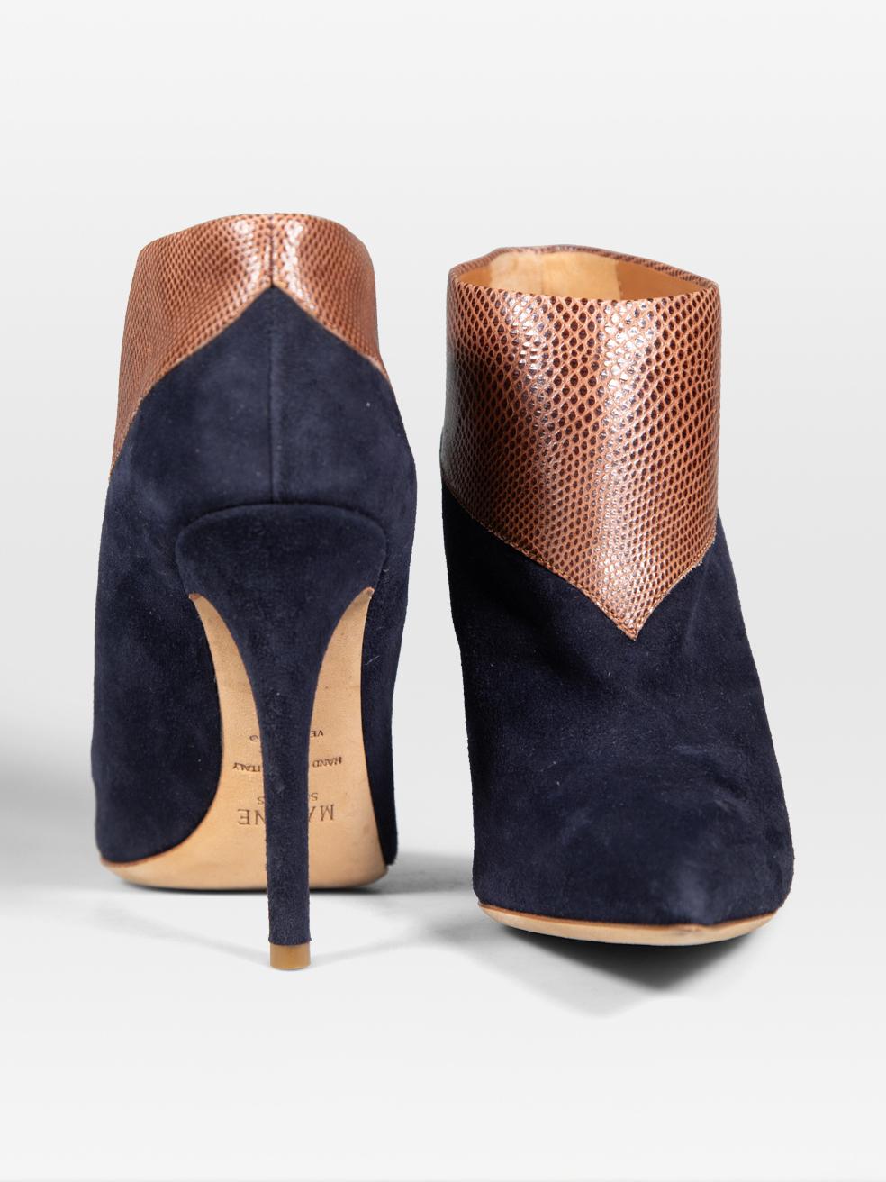 Noir Malone Souliers - Bottes à bout pointu en daim et peau de serpent, taille IT 38 en vente