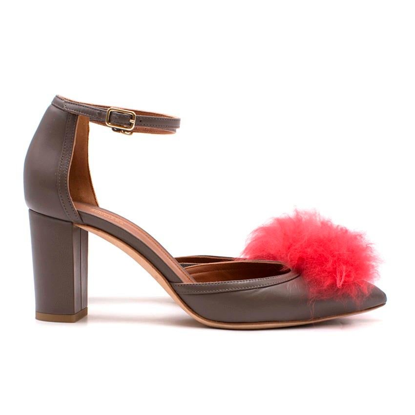 Pink Malone Souliers Taupe Leather Pom Pom Pumps  UK 4.5 For Sale