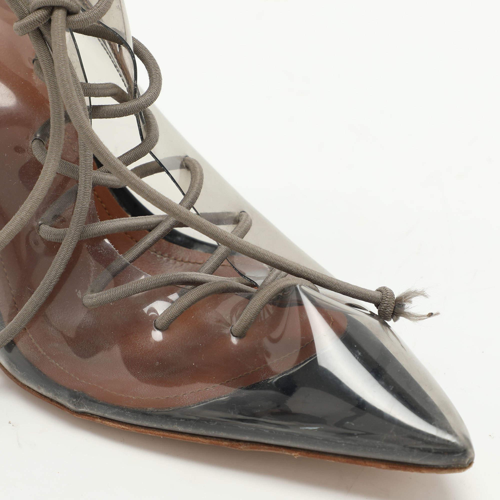 Malone Souliers Transparent/Black PVC and Leather Montana Pumps Size 36 For Sale 2