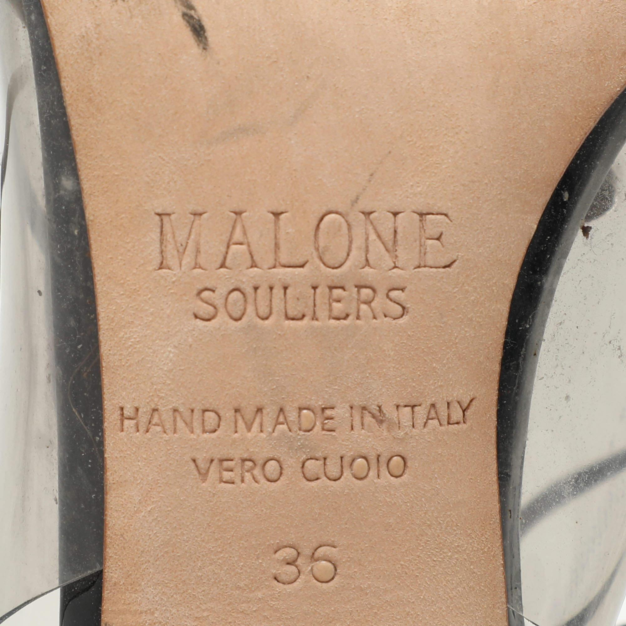 Malone Souliers Transparent/Black PVC and Leather Montana Pumps Size 36 For Sale 3
