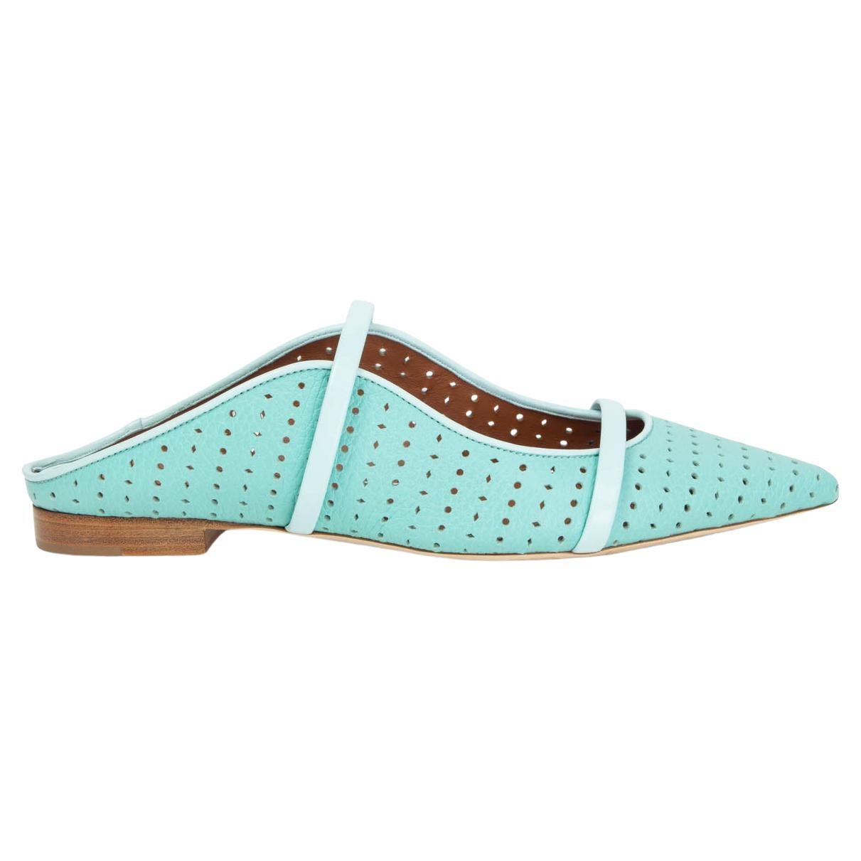 MALONE SOULIERS turquoise leather MAUREEN Ballet Flats Shoes 38