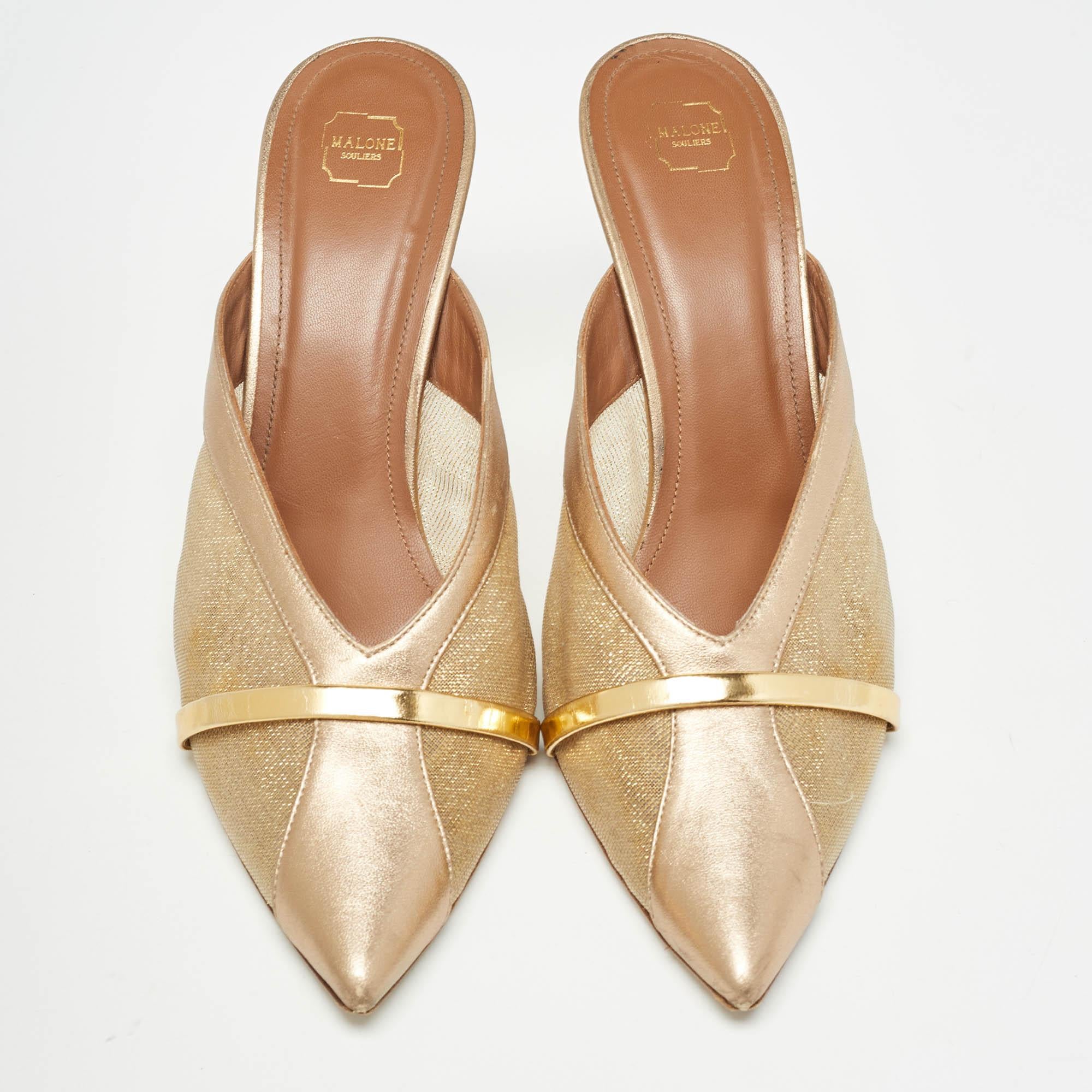 Beige Malone Souliers Two Tone Mesh and Leather Bobbi Mules Size 41