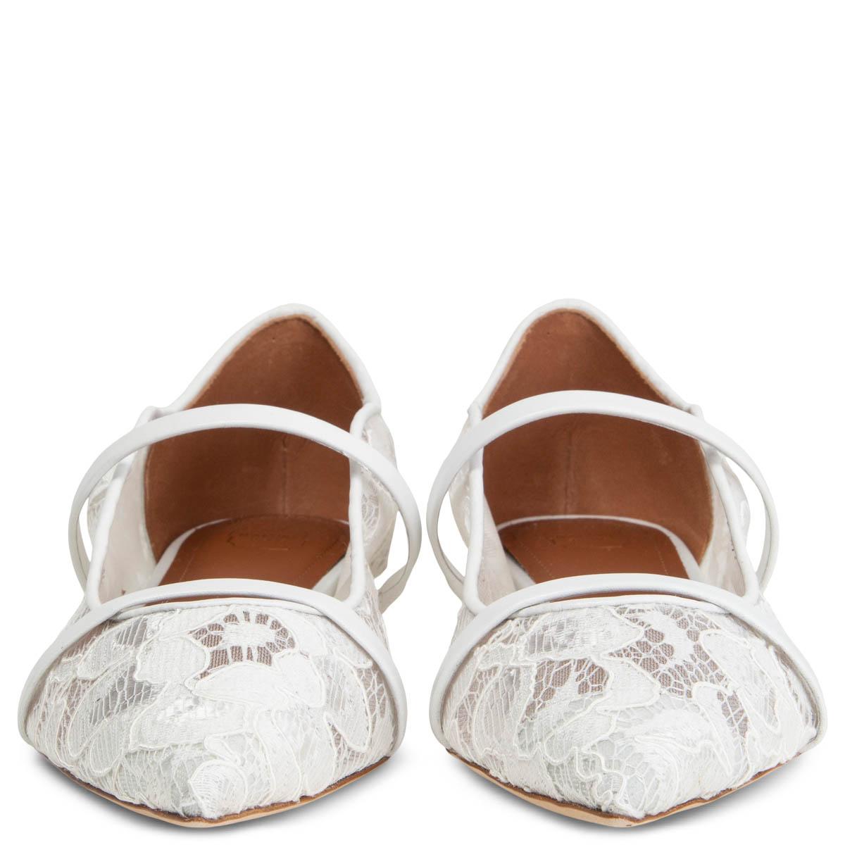 100% authentic Malone Souliers's for my Theresa Maureen point-toe ballet flats made from white floral lace and the label's customary double-strap design in white leather. Brand new. Come with dust bag. 

Measurements
Imprinted Size	38.5
Shoe