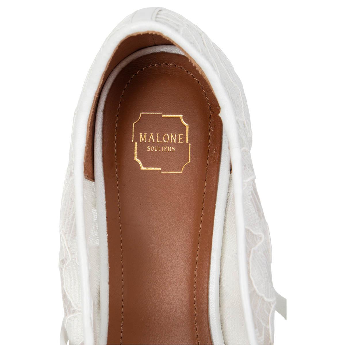 Gray MALONE SOULIERS white lace MAUREEN Ballet Flats Shoes 38.5