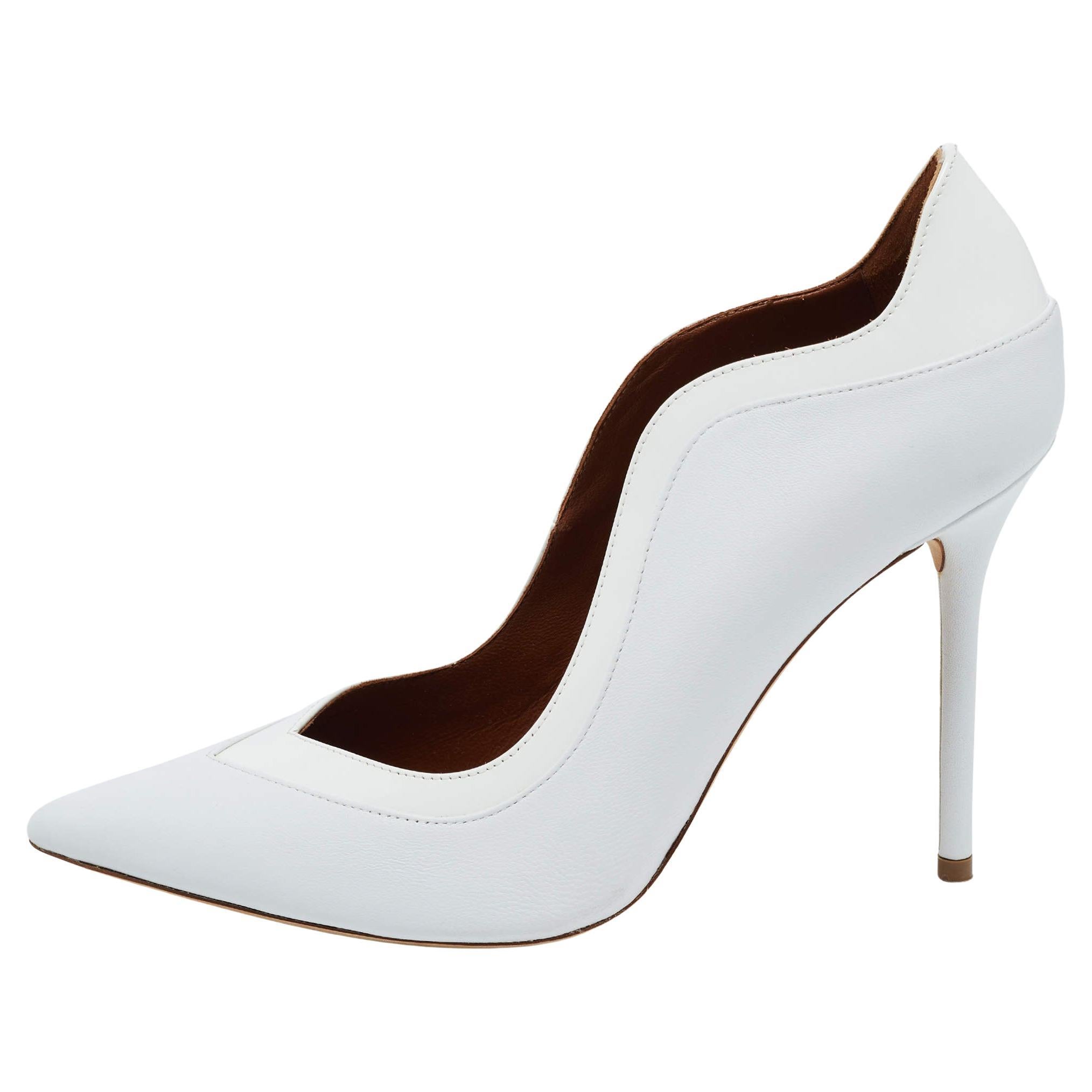 Malone Souliers - Escarpins à bout pointu en cuir blanc et verni pénélope, taille 39,5
