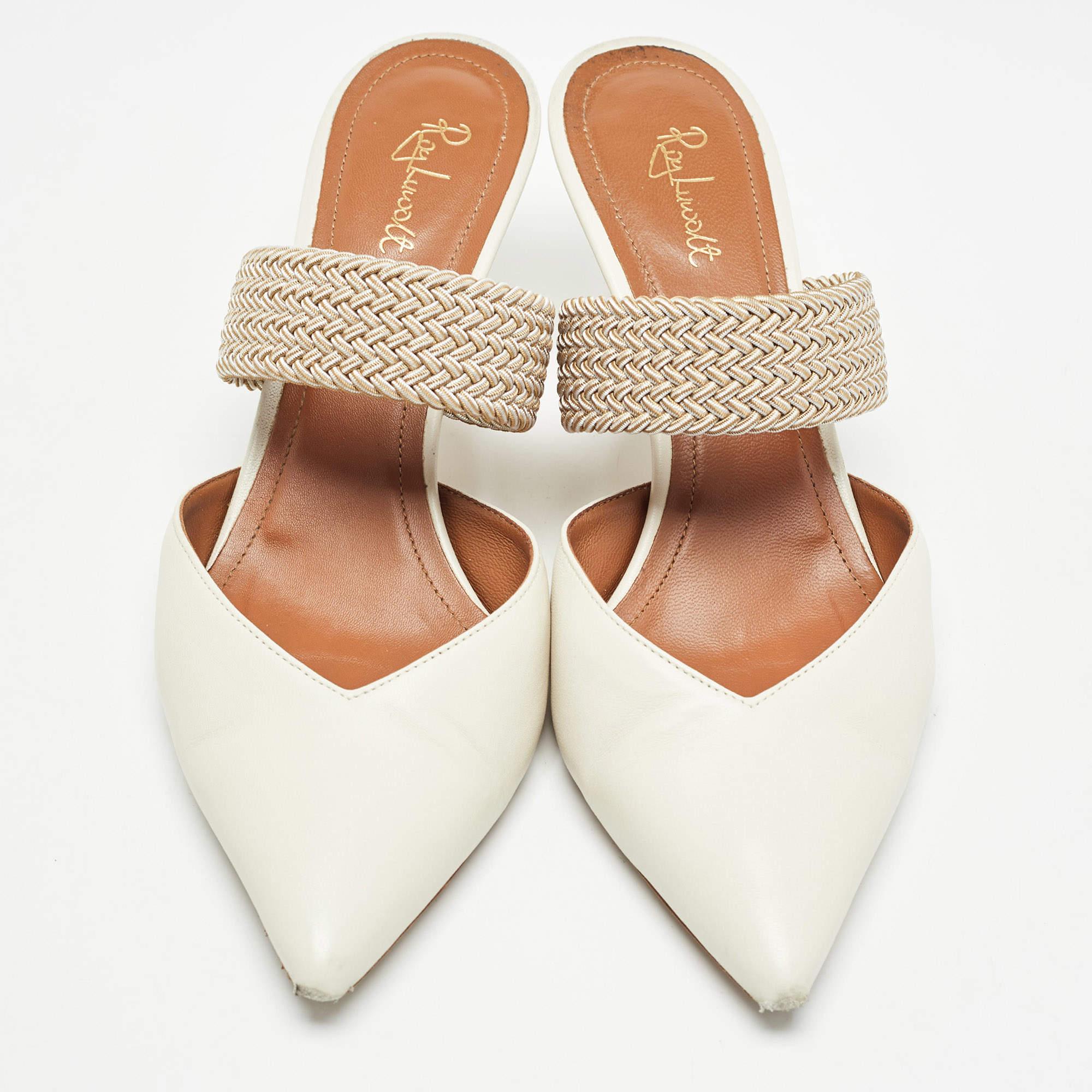 Malone Souliers Maisie Pantoletten aus weißem Leder, Größe 38,5 (Weiß) im Angebot