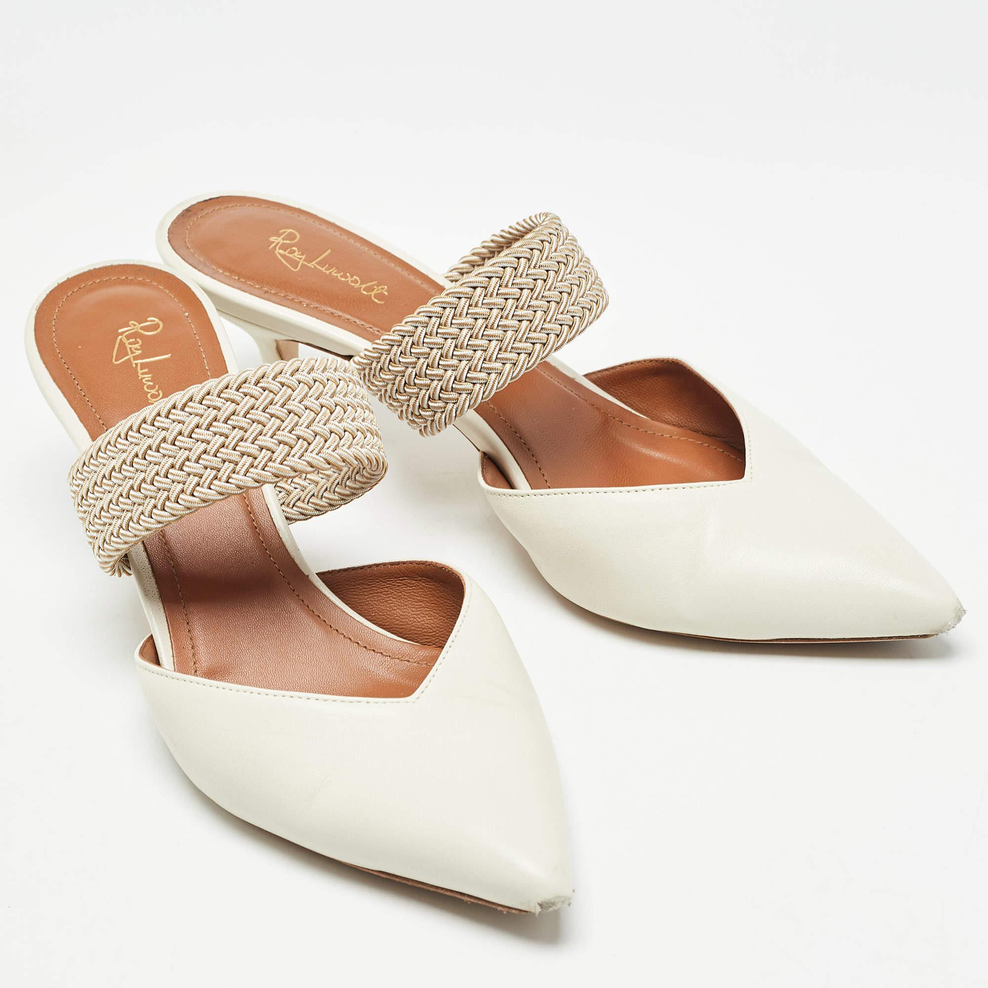 Malone Souliers Maisie Pantoletten aus weißem Leder, Größe 38,5 im Zustand „Relativ gut“ im Angebot in Dubai, Al Qouz 2