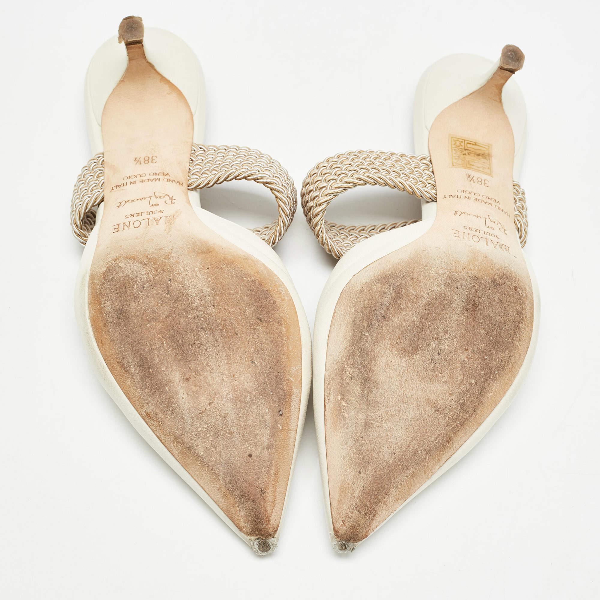 Malone Souliers Maisie Pantoletten aus weißem Leder, Größe 38,5 im Angebot 1