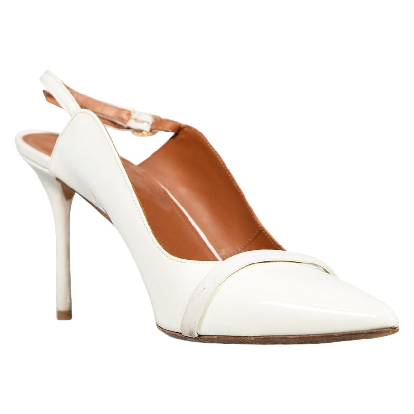 Malone Souliers White Patent Slingback Heels Size IT 42