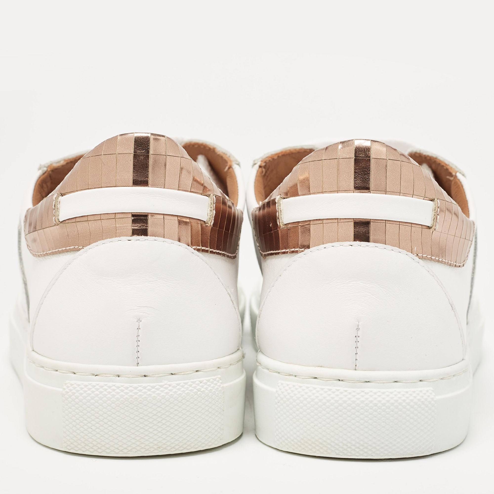 Malone Souliers White/Rose Gold Leather Musa Sneakers Size 36 For Sale 1