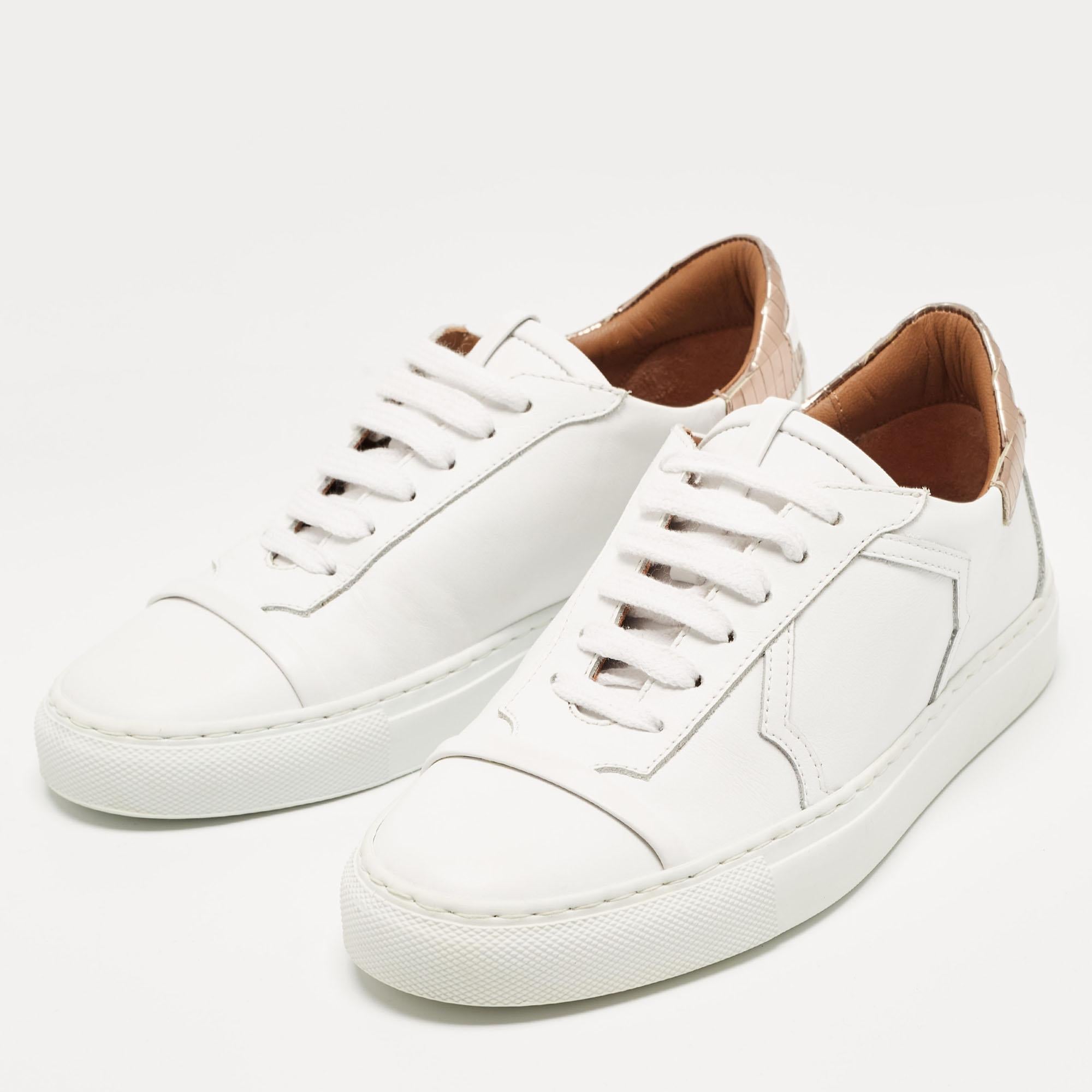 Malone Souliers White/Rose Gold Leather Musa Sneakers Size 36 For Sale 4