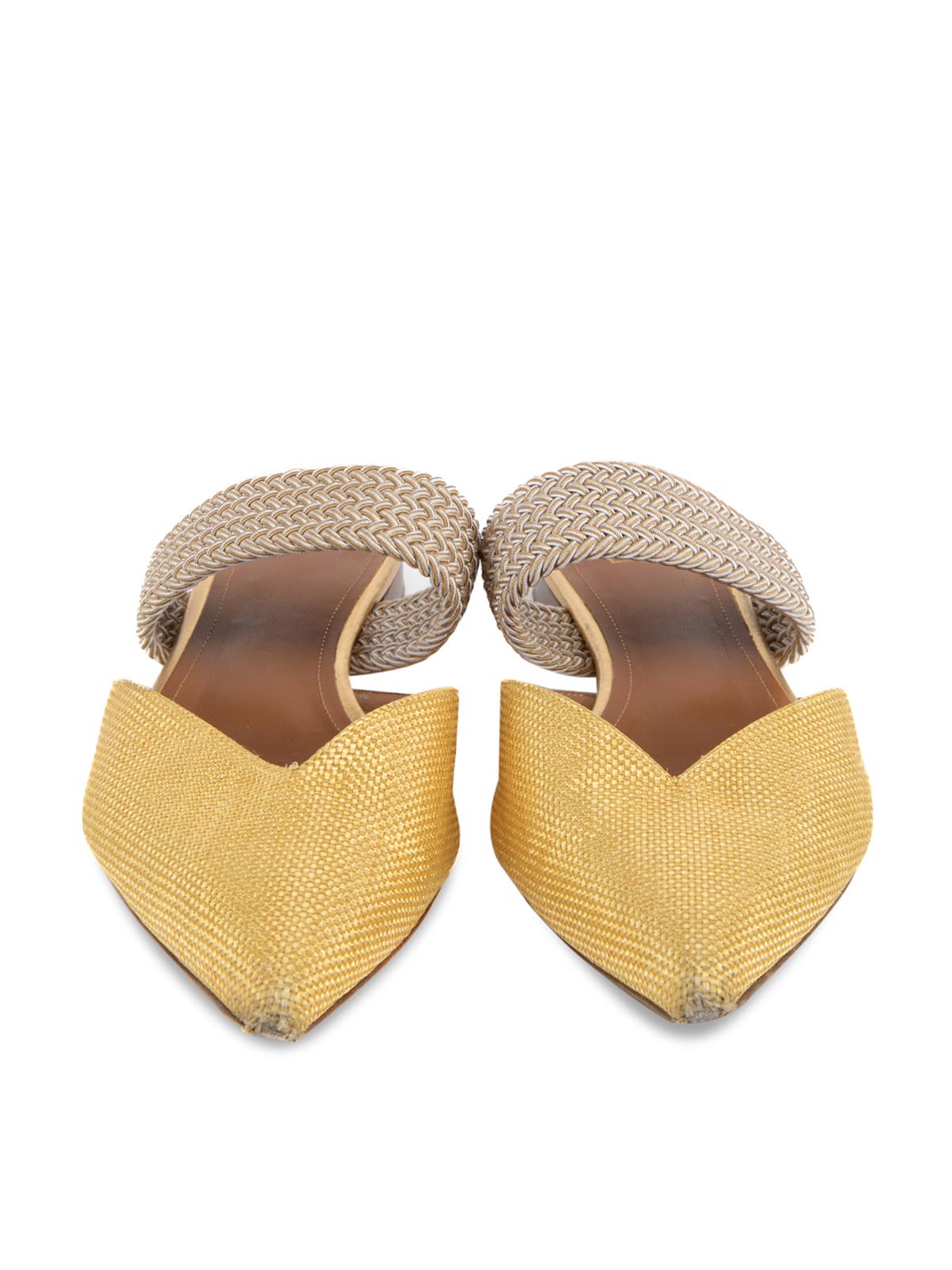 Malone Souliers Women's Gold Maisie Pointed Toe Mules In Good Condition For Sale In London, GB