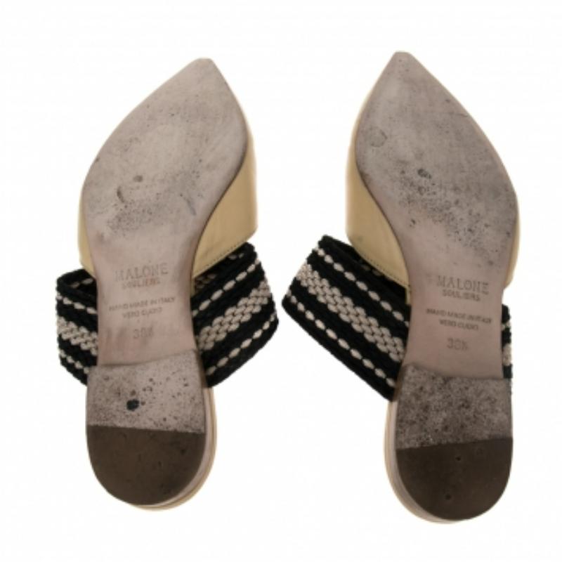 Malone Souliers Yellow/Leather And Canvas Hannah Roksanda Mule Sandals Size 38.5 In Fair Condition In Dubai, Al Qouz 2