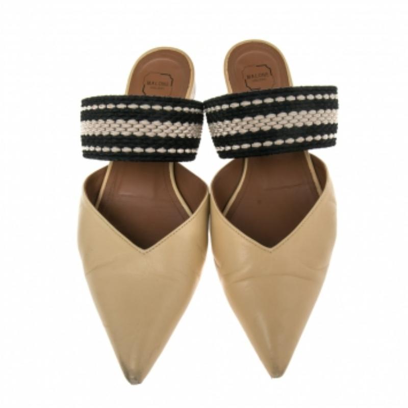 Malone Souliers Yellow/Leather And Canvas Hannah Roksanda Mule Sandals Size 38.5 1