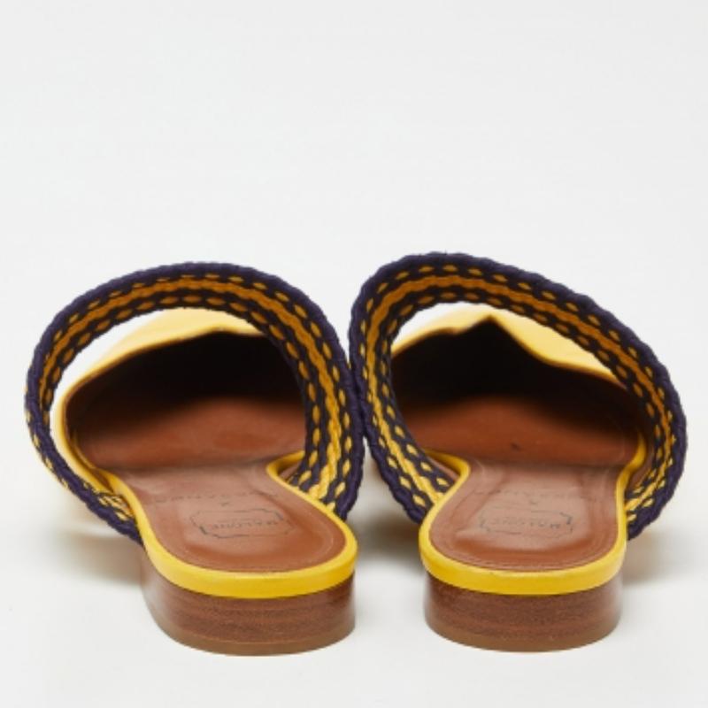Malone Souliers Mules plates Maisie en cuir et tissu jaune taille 37 en vente 1