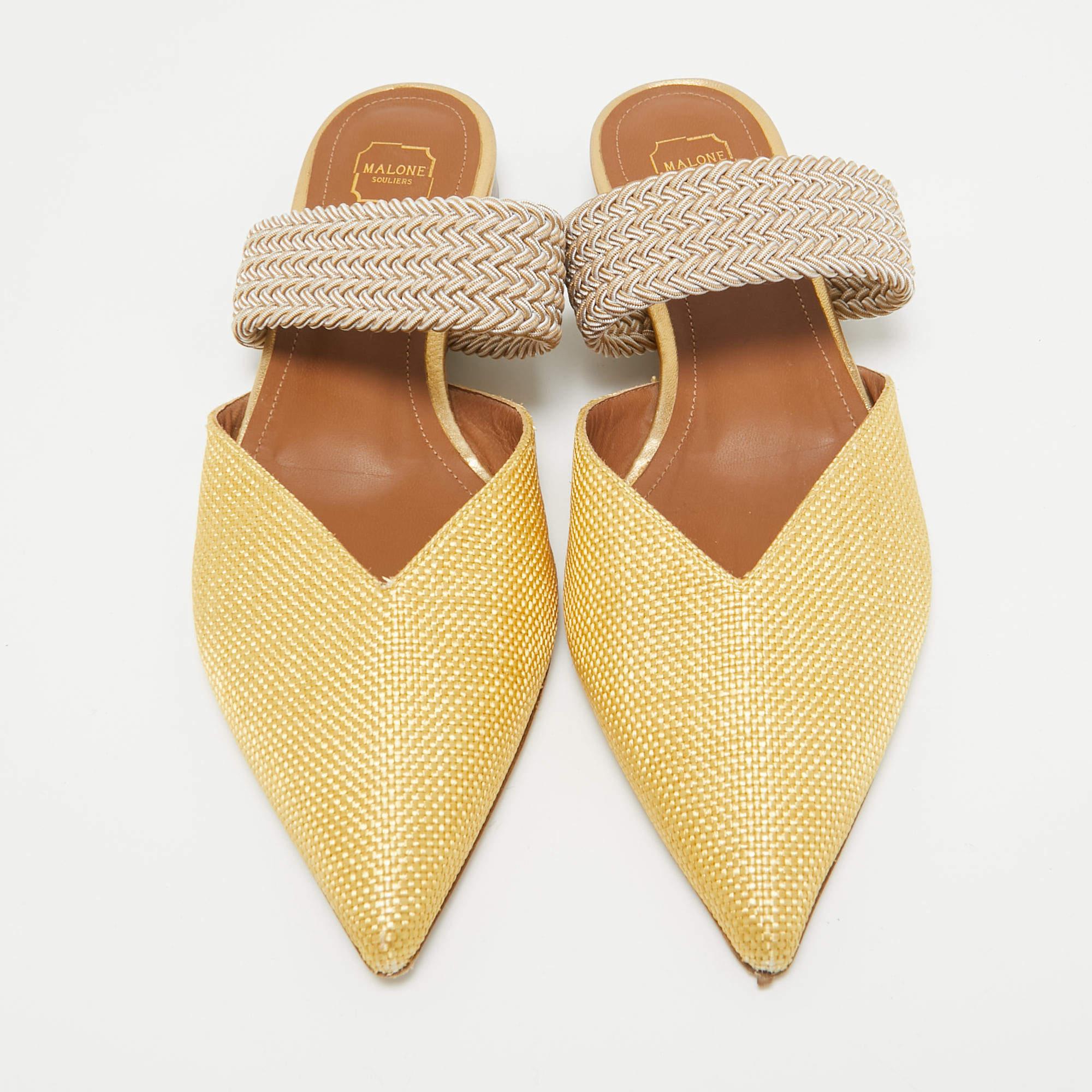 Malone Souliers Gelber Raffia Stretch-Ring Maisie Flats 36 (Beige)