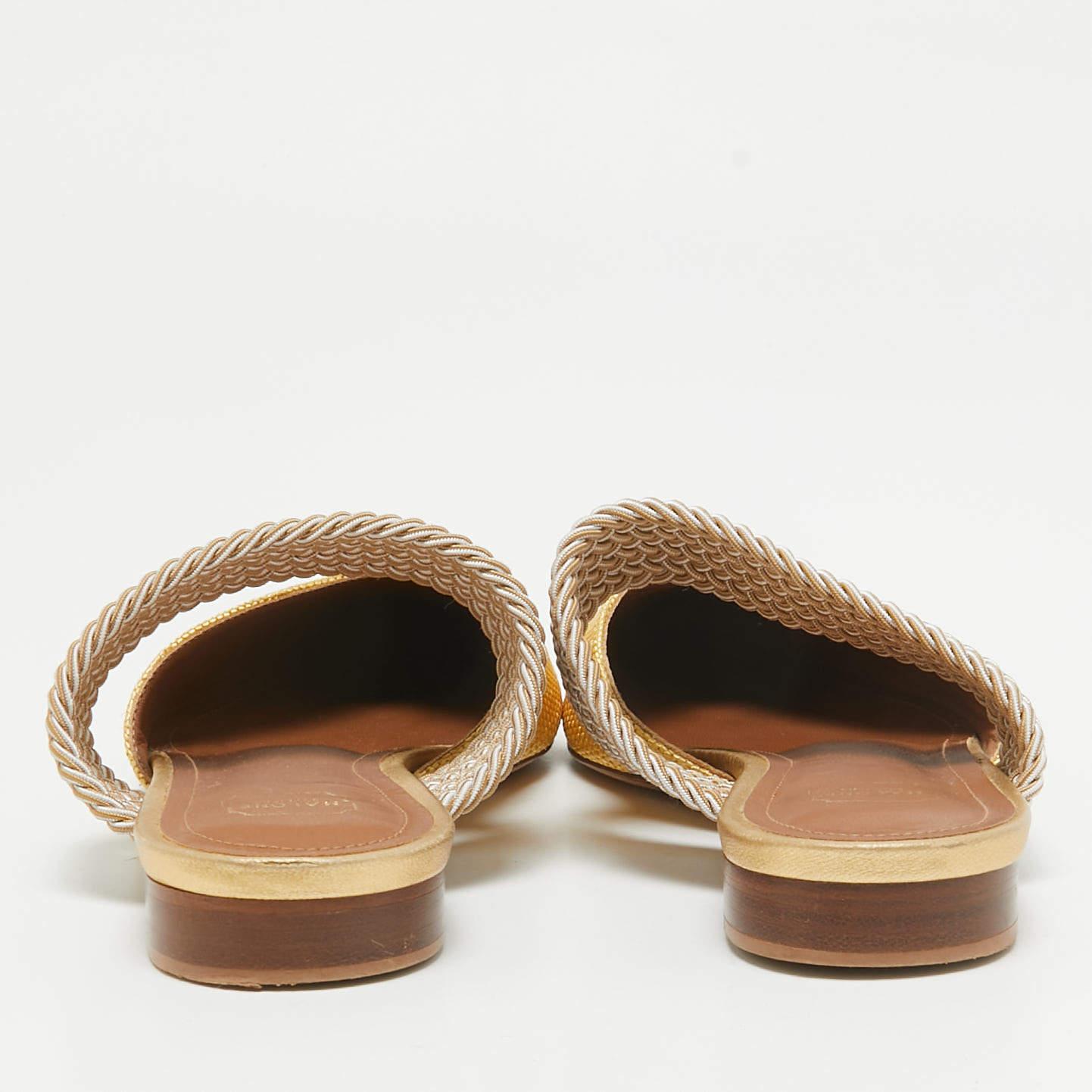 Malone Souliers Gelber Raffia Stretch-Ring Maisie Flats 36 Damen