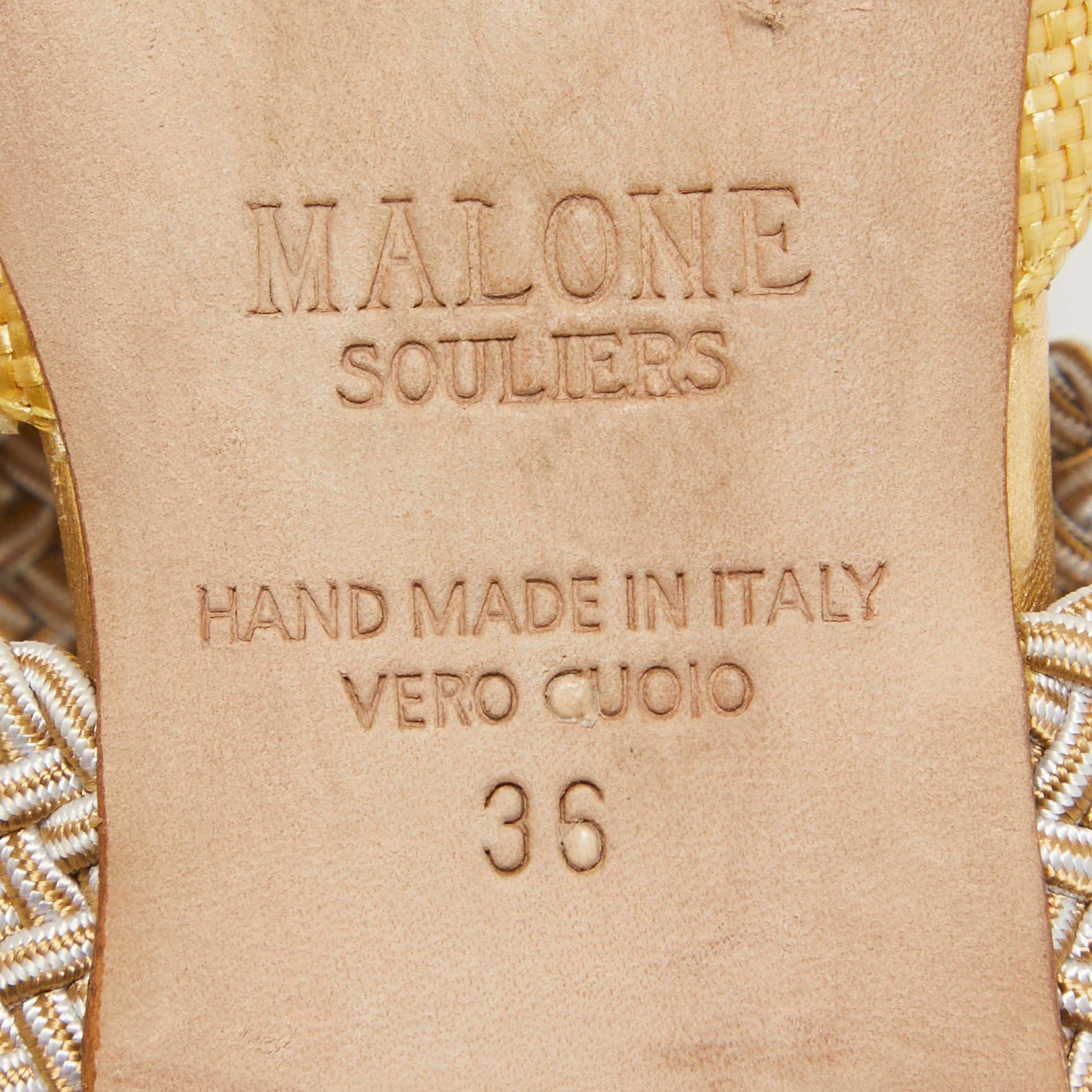 Malone Souliers Gelber Raffia Stretch-Ring Maisie Flats 36 2