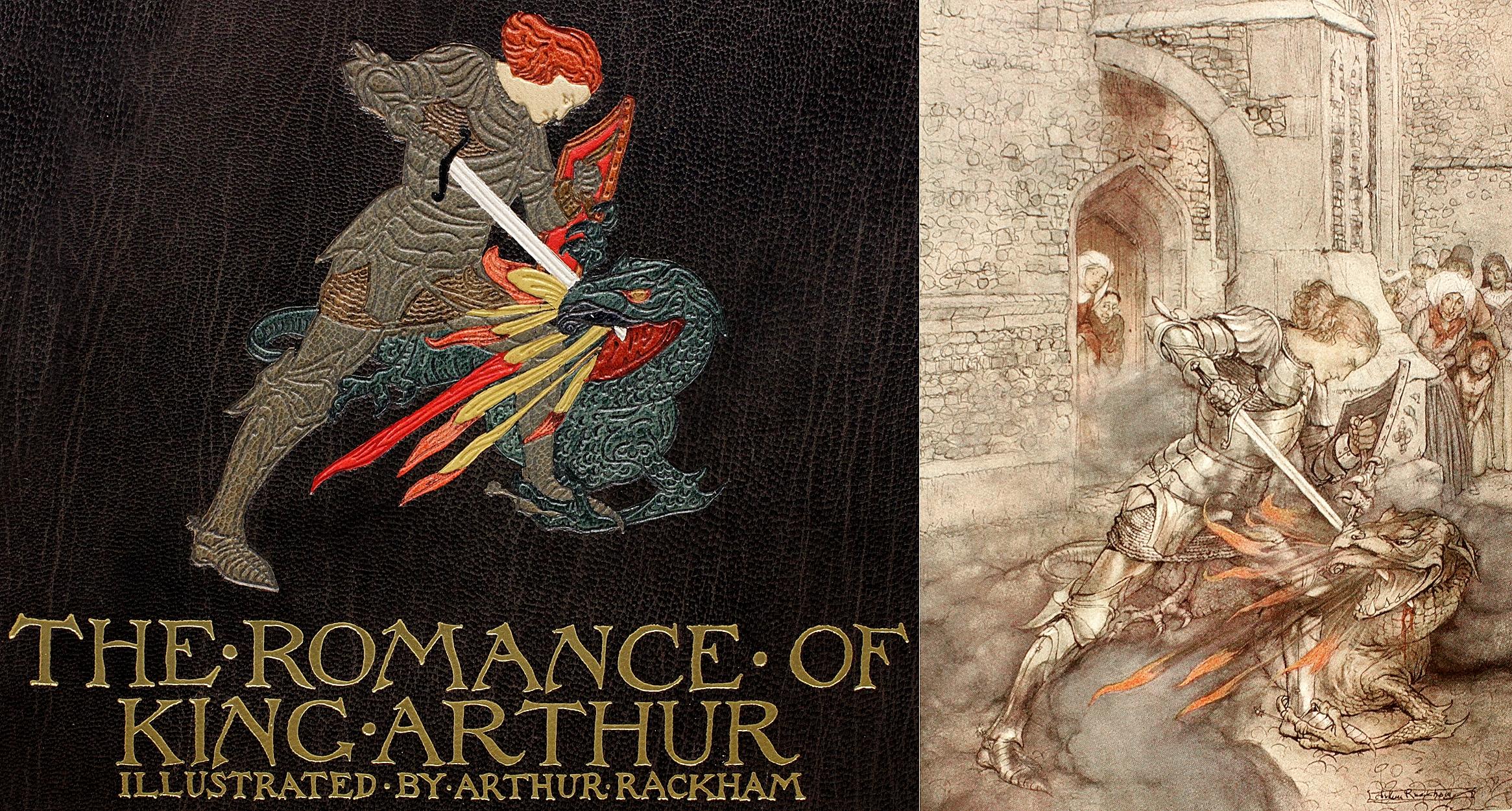 Leather MALORY / Rackham, The Romance Of King Arthur, SIGNED IN A FINE ONLAY BINDING ! For Sale
