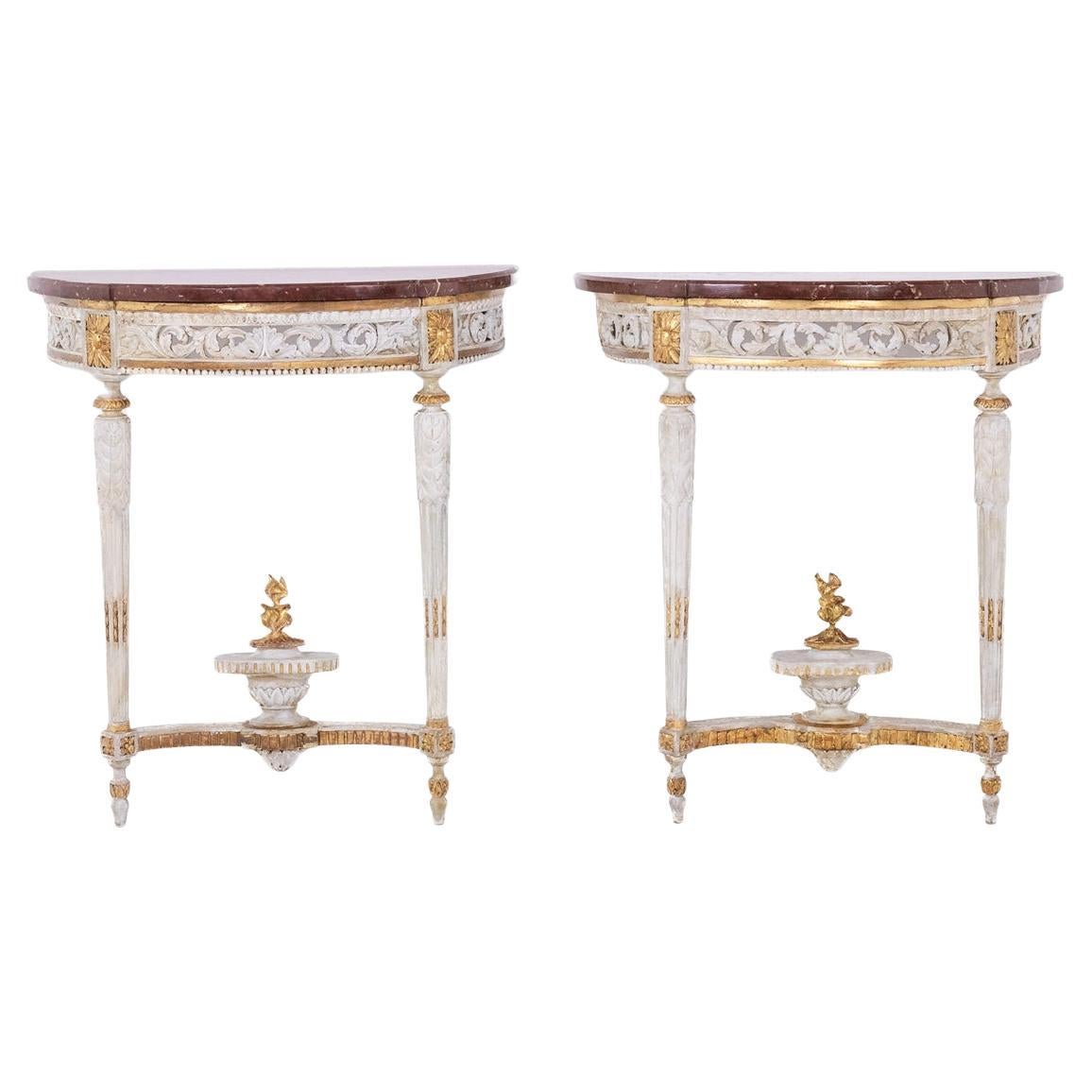 Malot. Pair of lacquered consoles from the Louis XVI period. Circa 1780. For Sale