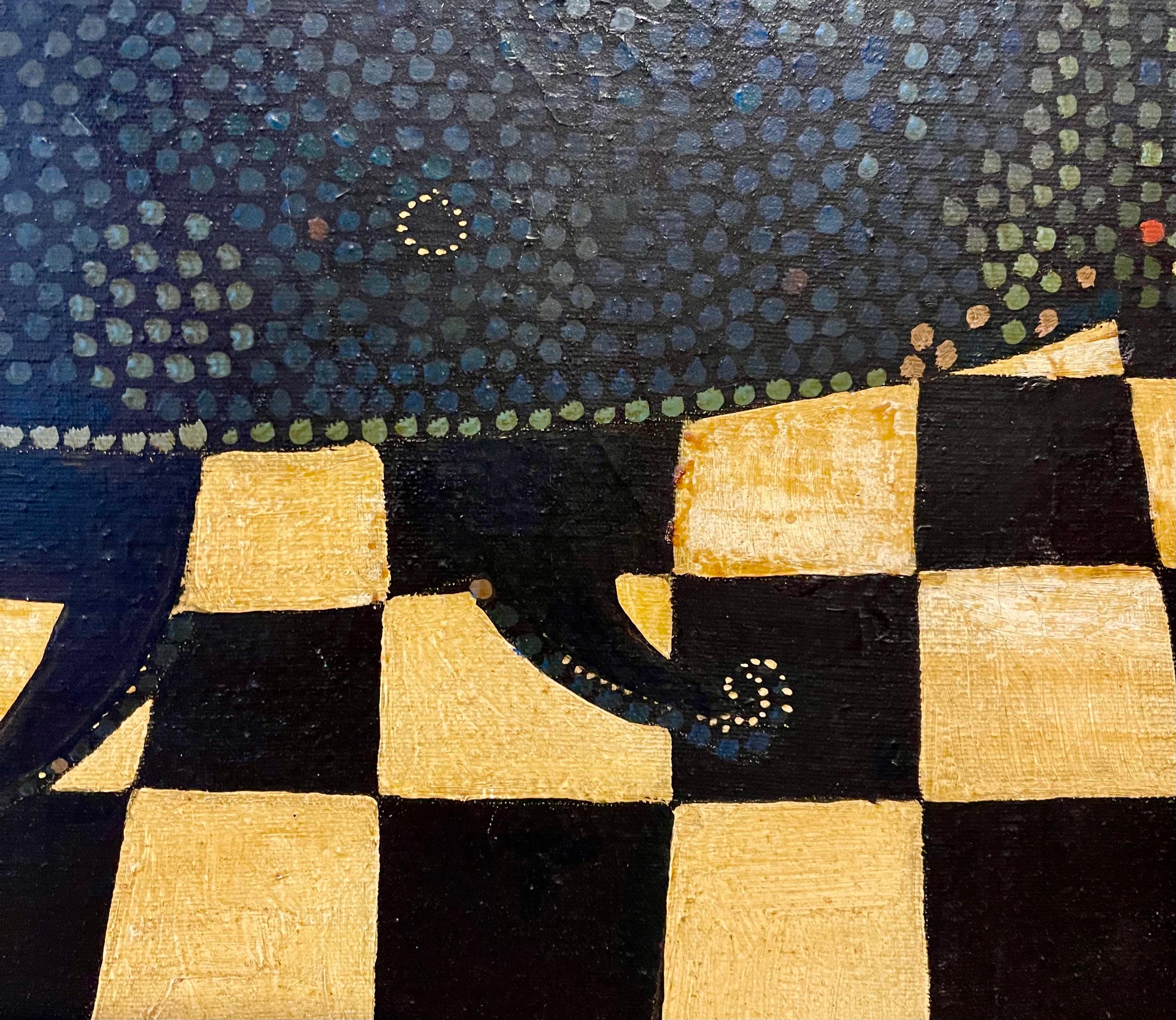 Alabama Pintura al óleo de arte popular surrealista Mujer afroamericana, tocado de flores en venta 2