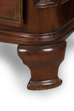 Maltese Continental Rosewood and Brass Inlaid Serpentine Commode